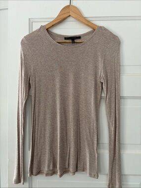 White House Black Market Long Sleeve Tee in Taupe